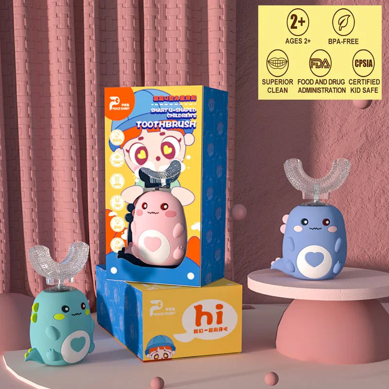 Children U-shaped Electric Toothbrush 360° Smart Cartoon