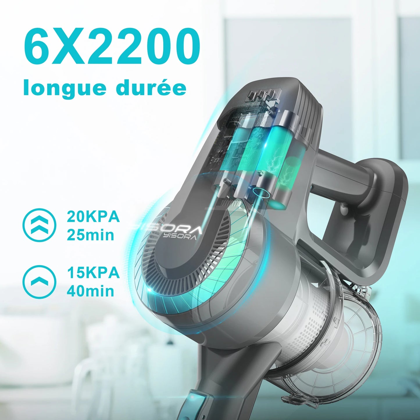 YISORA N300 Cordless Upright Vacuum Cleaner 20Kpa