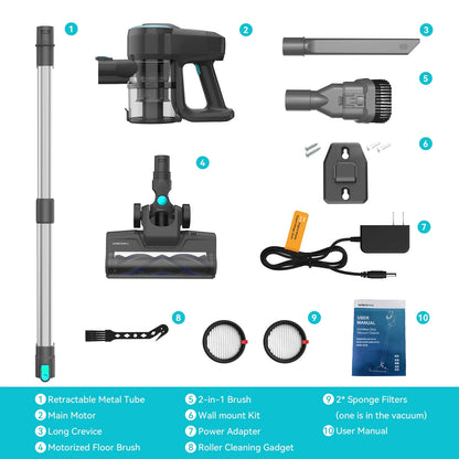 YISORA N300 Cordless Upright Vacuum Cleaner 20Kpa