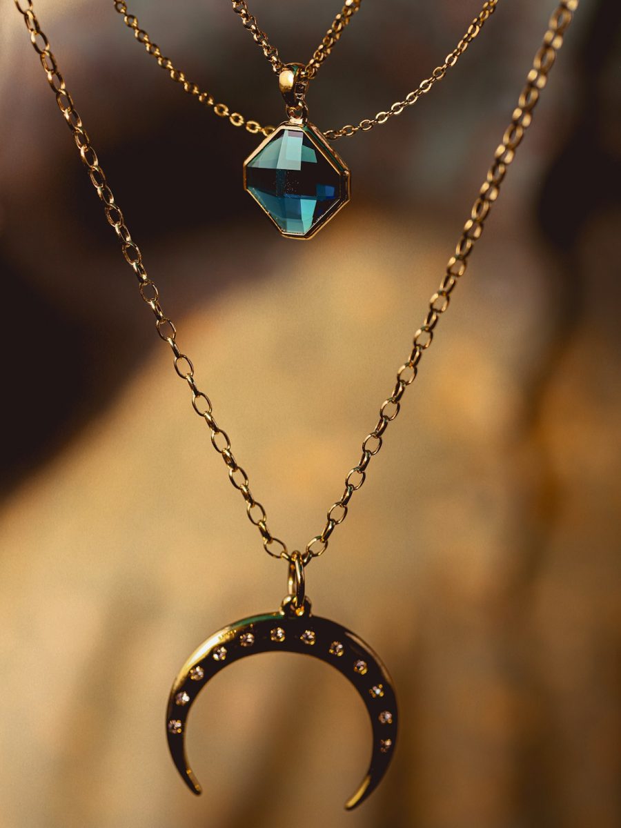 Geometric Gold & Freshwater Pearl Pendant